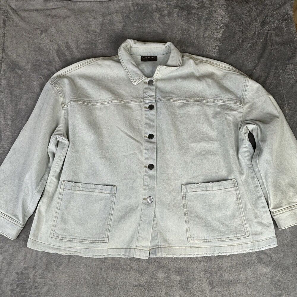 Lane Bryant Jean Jakcet Women's 16 Light Wash LS Collared Button Up Light Weight